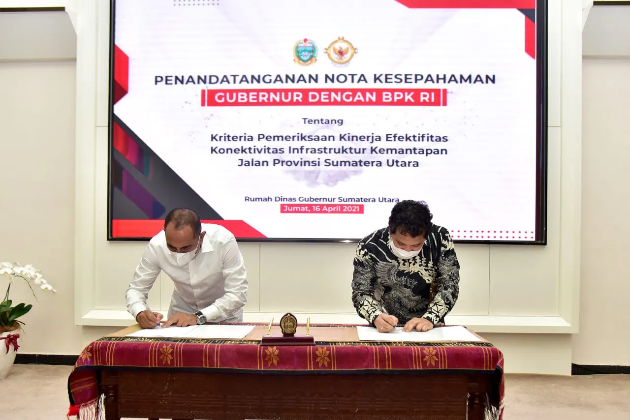 Gubernur Edy - Kepala BPK RI Sumut Teken MoU Pengelolaan Infrastruktur