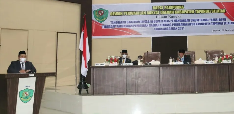 Ranperda P-APBD 2021. Pendapatan Daerah Tapsel Naik Rp 65 M lebih