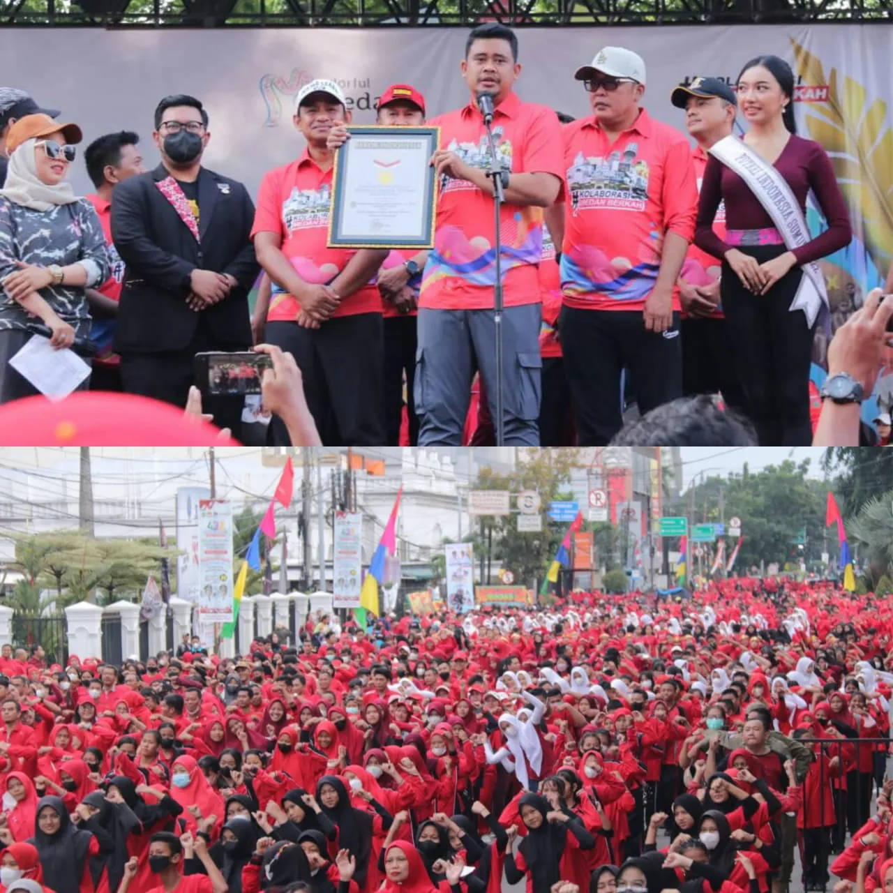Pemko Medan Pecahkan Rekor MURI Peserta Senam Kolaborasi