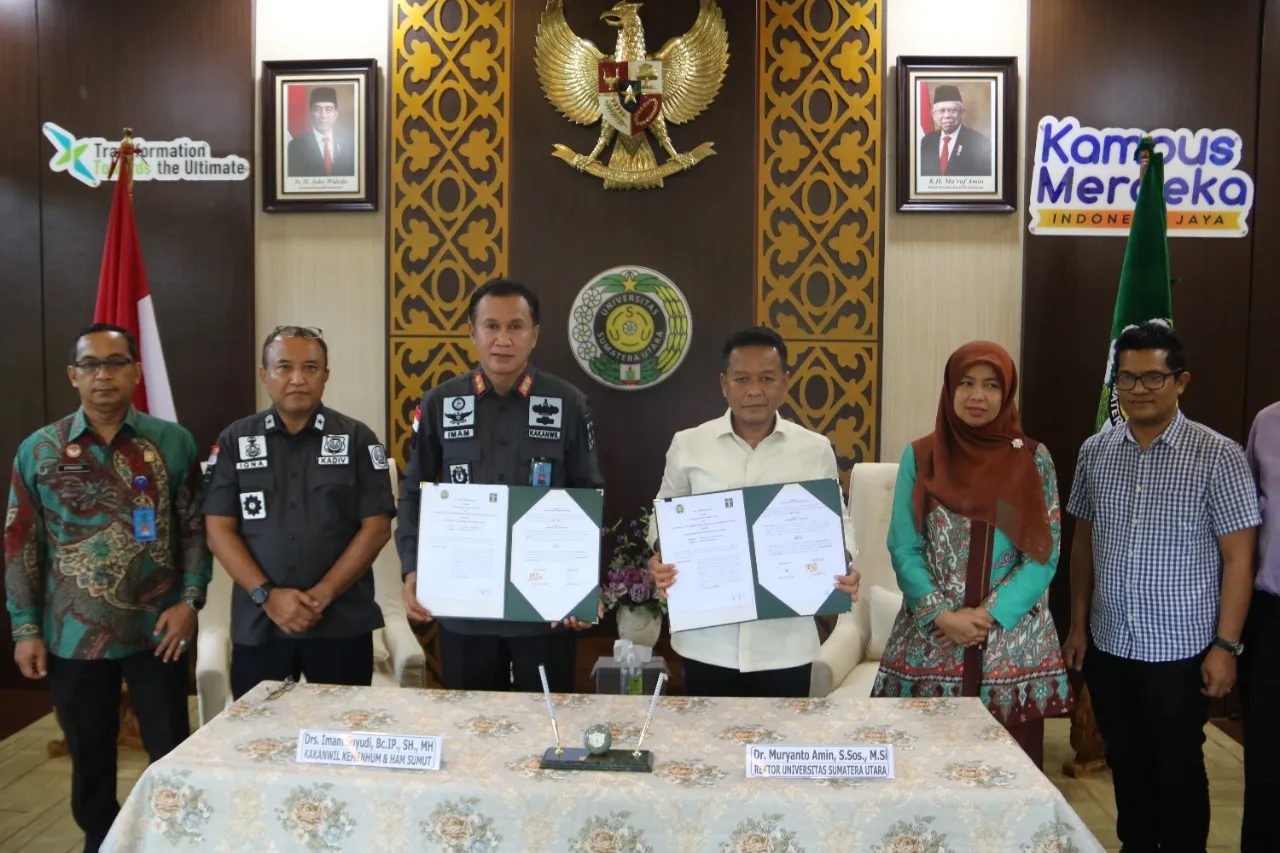 Kakanwil Kemenkumham Sumut - Rektor USU Teken Nota Kesepahaman