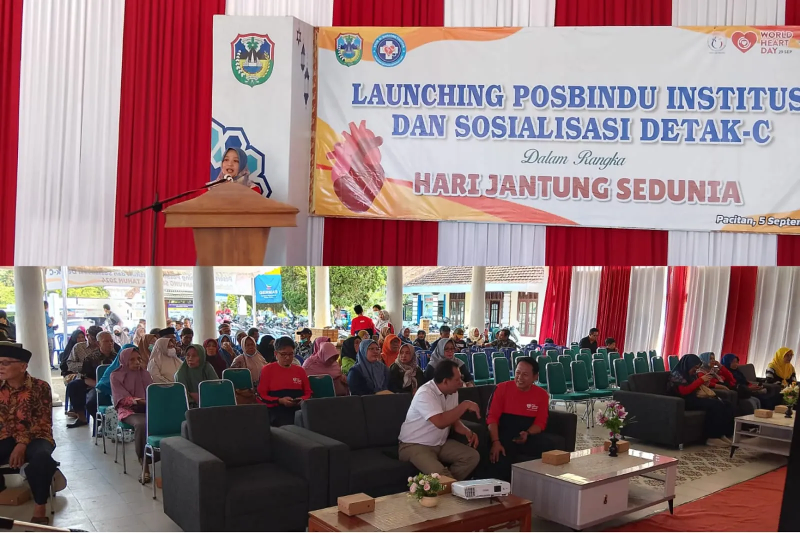 Hari Jantung Sedunia, Dinas Kesehatan Pacitan Launching Posbindu Institusi dan Sosialisasi Detak - C.