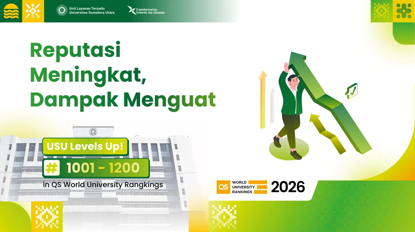 USU Level Up ! Naik 200 Peringkat di Panggung Dunia