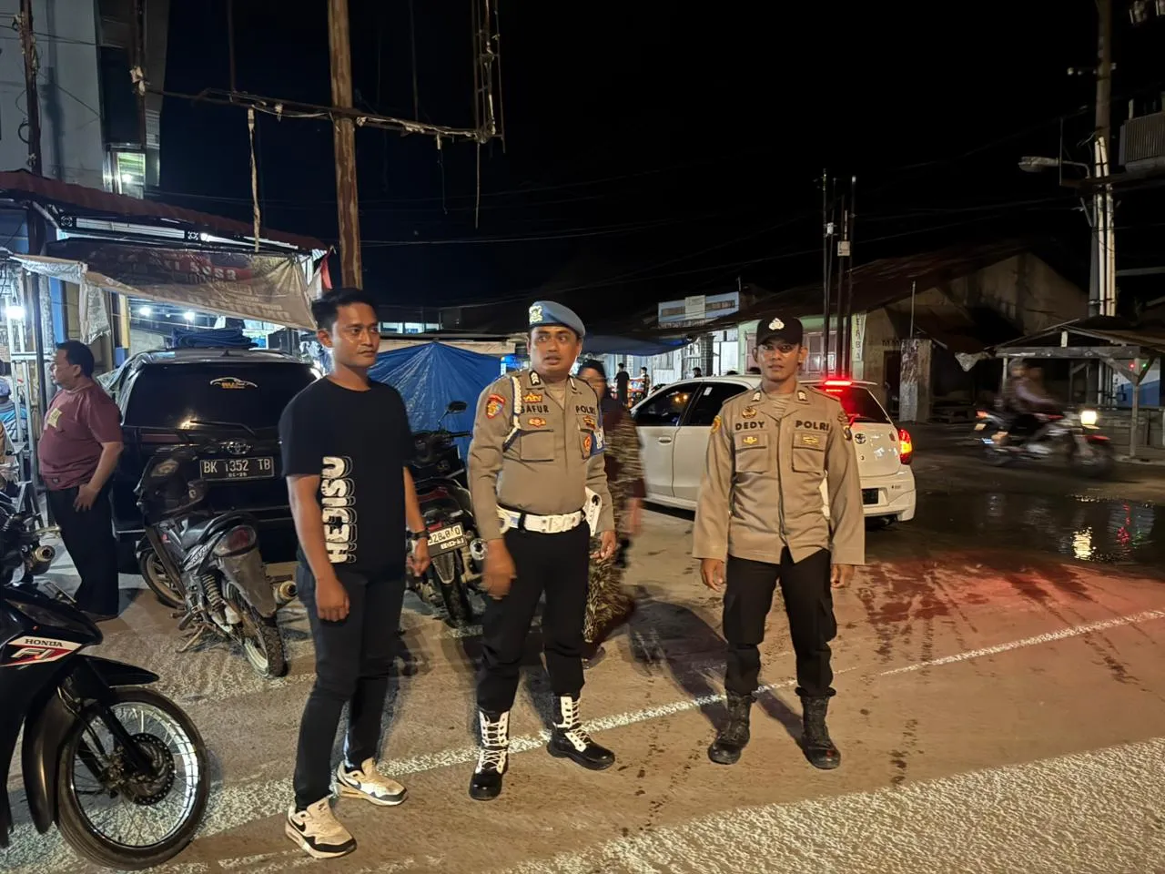 Polsek Medang Deras Gelar Patroli Malam, Antisipasi Kejahatan Jalanan