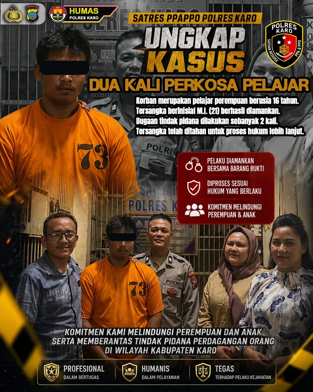 Perkosa Pelajar, Satres PPAPPO Polres Karo Ringkus Pemuda