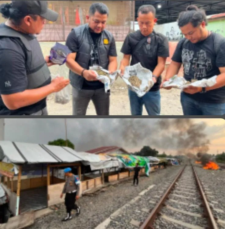 Polrestabes Medan Ratakan Bantaran Rel KA Medan - Kualanamu Jadi Sarang Narkoba