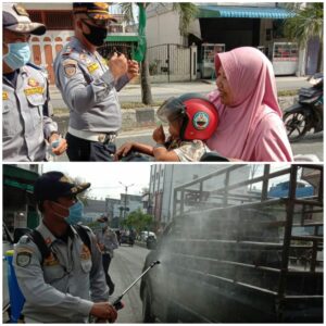 Dishub Asahan Semprot Kenderaan Dan Bagi Masker