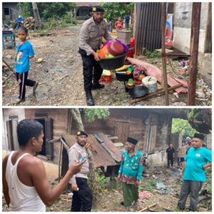 Personel Polres Palas Bantu Warga Korban Angin Puting Beliung