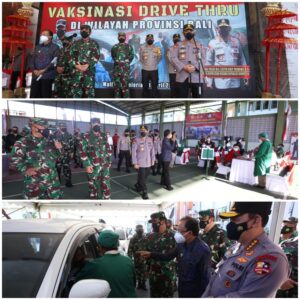 Panglima TNI dan Kapolri Tinjau Vaksinasi Drive Thru di Bali 