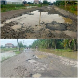 Akses Jalan Provinsi Belidaan-Dolok Masihul Rusak Parah