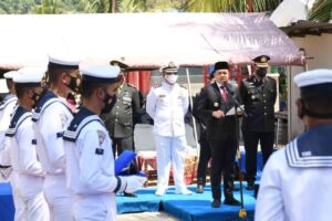 Bupati Batu Bara Hadiri Upacara Hari Dharma Samudera di Kapal Angkatan Laut Pandang