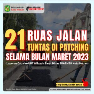 Selama Maret 2023, UPT Wilayah Barat Dinas SDABMBK Tuntaskan Patching 21 Ruas Jalan Kota Medan