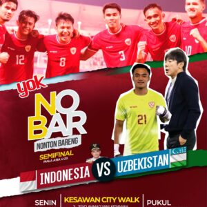 Nobar Indonesia vs Uzbekistan di Kesawan Medan.