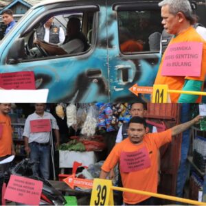 3 Tersangka Pembunuh Wartawan Sempurna Pasaribu Sekeluarga Perankan 57 Adegan Rekonstruksi.