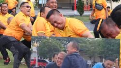 Semarak HUT Bhayangkara Ke-79 : Siagian vs Nainggolan Adu Kuat Tarik Tambang