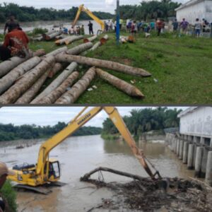 Ratusan Petani Batu Bara Gotong Royong Perbaiki Bendung Tanjung Muda,Tahun Ini Tanggul Sei Dalu-Dalu Diperbaiki